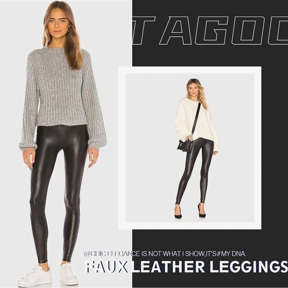 Tagoo Faux Leather Dressy Leggings Women Tummy Control High Waisted Medium NWT - Picture 16 of 16
